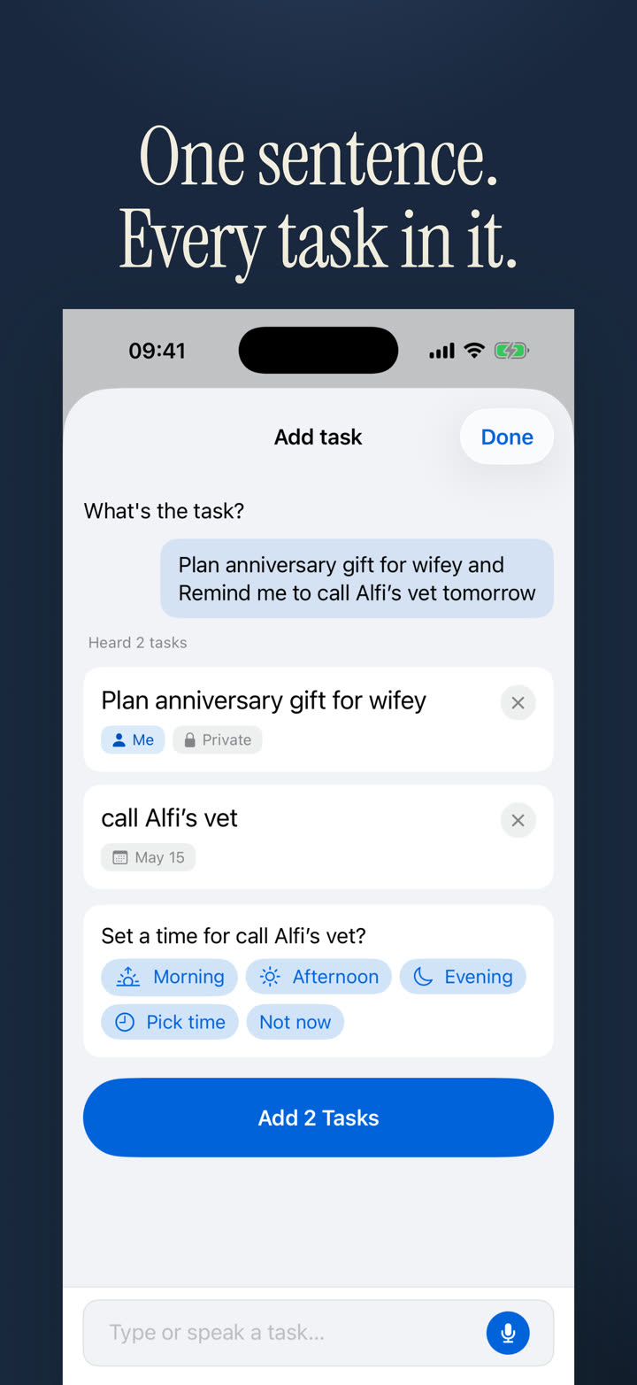 Voice capture for a new task